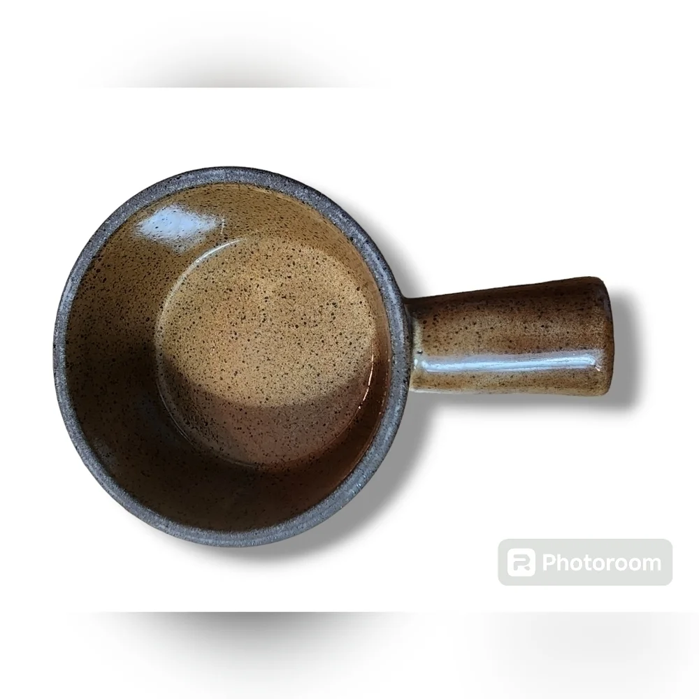 Vintage Earthy Brown Stoneware Soup Chili Hademade With Lid And Handle